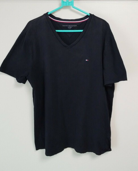 [送料込み] トミーヒルフィガー/Tommy Hilfiger/サイズL/Tシャツ/Ⅴネック//古着/