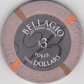 世界のカジノチップ【BELLAGIO $3】ラスベガス 送料無料！！の画像1
