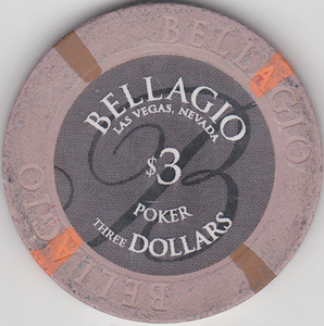 世界のカジノチップ【BELLAGIO $3】ラスベガス　送料無料！！