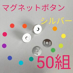 マグネットボタン 磁気ボタン 50組 シルバー