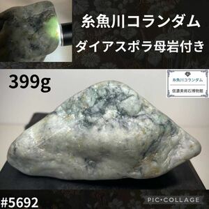 【信濃美術石博物館】 糸魚川 コランダム ダイアスポラ母岩付 横11(cm)399g 水石盆栽骨董盆石鑑賞石観賞石ヒスイ翡翠サファイア宝石 5692