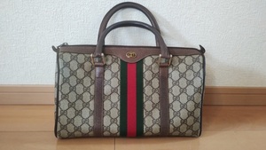 ★中古★GUCCI グッチ オールドグッチ シェリー ミニボストンバッグ ハンドバッグ ベージュ ブラウン レディース 鞄 カバン 服飾小物