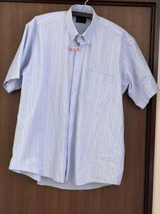 紳士半袖シャツ 、綿100％ 大きいサイズ、3〜4L、水色