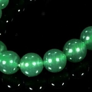 【Premio Fortuna】グリーンのカルセドニーブレスレット クリアな濃い緑 約8ミリ珠 内径約15.5センチ507100■■の画像2