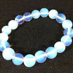 【Premio Fortuna】オパールブレスレット オパール(蛋白石)10ミリ珠を使用 非宝石品質 白と透明とブルーのグラデーション 50165■■の画像1