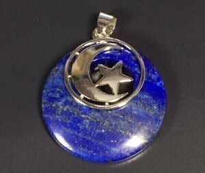 [Premio Fortuna] лазурит подвеска месяц . звезда. подвеска с цепью бог .. высота .. синий натуральный камень Power Stone 508115##
