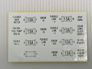 ハコスカ前期ヒューズボックスステッカー　ハコスカ　S30　旧車　L型　シール　ヒューズ　ケンメリ　ローレル　フェアレディ　ジャパン