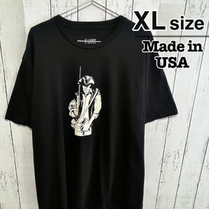 USA製　Tシャツ　XL　ブラック　黒　カウボーイ　プリント　クルーネック　古着