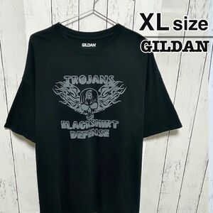 USA古着　GILDAN　Tシャツ　XL　ブラック　スカル　ドクロ　ロゴ　USC