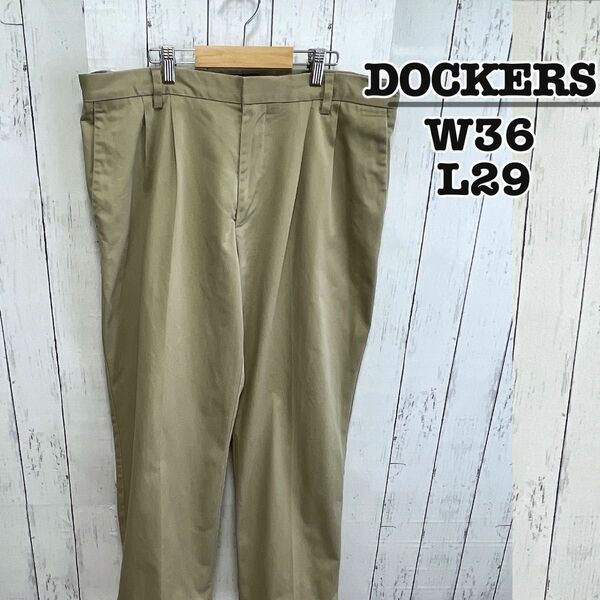 DOCKERS　チノパン　コットンパンツ　ワイド　ベージュ　W36　USA古着