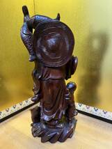 老仙人と子供 置物 彫刻 仏教美術 木彫 一刀彫りアンティーク 高さ約265mm 重量約597gm_画像5