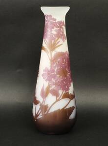 エミール・ガレ 花瓶 キンポウゲ カメオガラス 西洋美術 ガラス工芸 硝子 花器 花　高さ30cm
