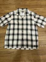 THE FLAT HEAD FN-SCR-015S OMBRE CHECK S/S SHIRT WHT/BLK 42