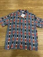 THE FLAT HEAD FN-SHO-005S NATIVE BORDER RAYON SHIRT ブルー 42