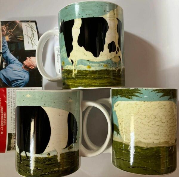 新品 陶器製マグカップ 3個セット ギブソン社 ウォーレンキンブル 牛/豚/羊 洋食器 アンティーク