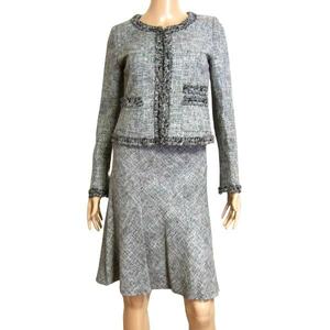  as good as new / Michel Klein MICHEL KLEIN skirt suit tweed inscription 38 number M corresponding old clothes gray series lady's autumn winter setup lame 