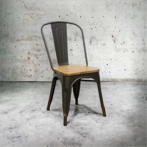 スチール メタルチェア - ブラック（スタッキング可） / インダストリアル ダイニングチェア 椅子 CHAIR 食卓椅子 アンティーク