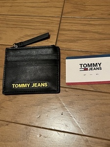 未使用品 トミーヒルフィガー Tommy Hilfiger JEANS トミージーンズ カードケース 小銭入れ 財布 黒 本革 定期 名刺 パスケース トミー