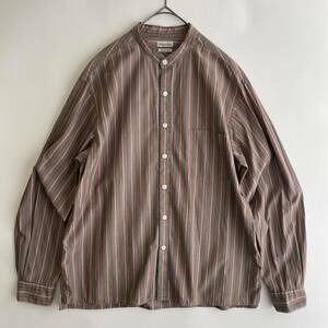 【美品】steven alan -BOLD FIT- size/S (ie) スティーブンアラン 大きめ バンドカラー 長袖 シャツ ストライプ コットン 日本製 shirt