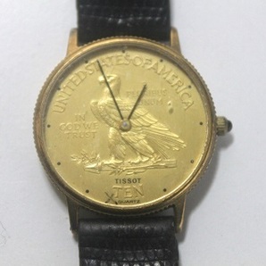 TISSOT TEN UNITED STATES OF AMERICA コインウォッチ クォーツ ゴールドカラー 不動品の画像1