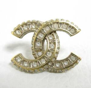 12674◆CHANEL シャネル ラインストーン ゴールド色 COCOマーク ピアス【B19 V】片方のみ/片耳/キャッチ無 MADE IN ITALY 中古 USED 