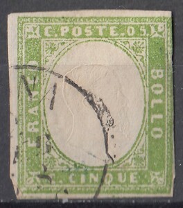 1855/63年イタリア サルディーニャ州 エマニュエル2世切手 5c