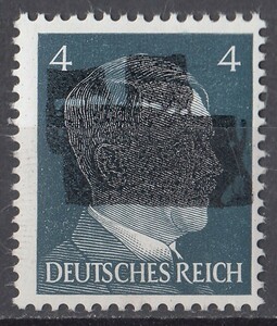 ドイツ第三帝国占領地 普通ヒトラー(Gruna)加刷切手 4pf