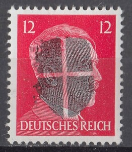 ドイツ第三帝国占領地 普通ヒトラー(Hohenstein)加刷切手 12pf