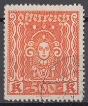1922/24年オーストリア切手 芸術と科学の象徴 500k_画像1