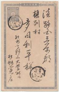 1899年 菊・青枠はがき 1-1/2銭