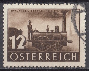 1937年オーストリア切手 最初の機関車 12g