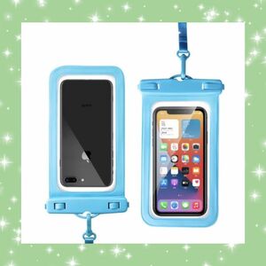 防水 スマホケース　iPhoneケース　水色　浮く　スマホ全機種対応　大人気