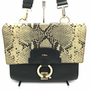 FURLA フルラ　2way ショルダーバッグ　パイソン　レザー　肩掛けバッグ　サークル金具　レディースバッグ　fe ABH