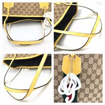 GUCCI グッチ　GGキャンバス ウェビング シェリー ライン トートバッグ ハンドバッグ 211970 チャーム・保存袋付き　fe ABK_画像7