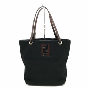 FENDI フェンディ ハンドバッグ ブラック×ダークブラウン レディースバッグ 保存袋付き fe ABFの画像1