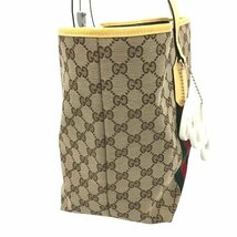 GUCCI グッチ　GGキャンバス ウェビング シェリー ライン トートバッグ ハンドバッグ 211970 チャーム・保存袋付き　fe ABK_画像3