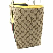 GUCCI グッチ　GGキャンバス ウェビング シェリー ライン トートバッグ ハンドバッグ 211970 チャーム・保存袋付き　fe ABK_画像4