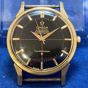 稼働品※OMEGA オメガ 12角 コンステレーション 167.005 Cal.551 クロノメーター クロスライン 激レア 黒文字盤 ゴールドカラー YN ABB2の画像1