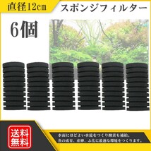 スポンジフィルター 交換用スポンジ 12cm　直径6cm 黒 ディスカス シュリンプ メダカ ろ過フィルター交換 6個 セット 送料無料 Y202210a_画像1