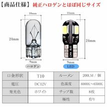 T10 T16 LED バルブ ナンバー灯 ルームランプ ポジションランプ バックランプ ウェッジ 8SMD 5730 12V 高輝度 ホワイト 白 10個 La17_画像2