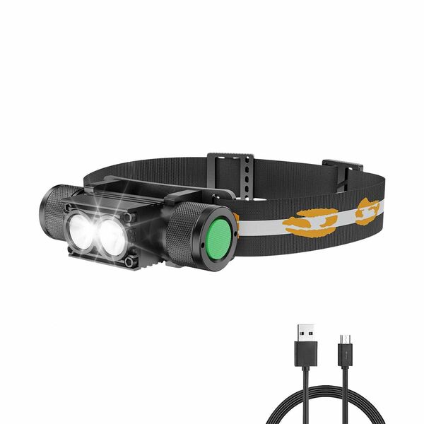 NPET LED ヘッドライト USB充電式 高輝度 超軽量 強力 小型 1100ルーメン明るい 6モード SOS点滅 