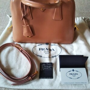 ファーのミニbag&美品 PRADA サフィアーノ ピンクビージュbag の画像1