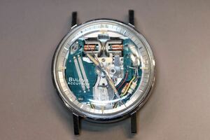 1 jpy ~[ junk treatment ]Bulova Accutron Broba akyuto long M3 sound . clock men's wristwatch skeleton face silver 