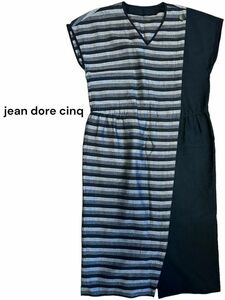 jean dore cinq　ジャンドール サンク　麻　フレンチリーブワンピース