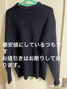 ユニクロ スフレヤーンモックネックセーター（長袖）ネイビー L UNIQLO