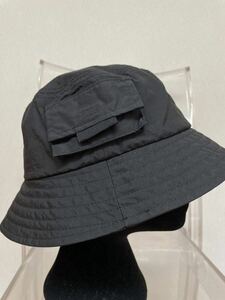 H&MブラックポケットディテールバケットハットM 58センチ美品　帽子 