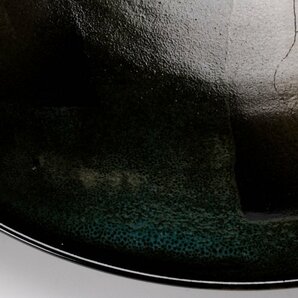 【SAG】吉川水城 幅41cm 黒釉鉢『月下の海』 共箱 栞 本物保証の画像4