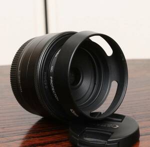 Canon EF-M 22mm F2 STM 金属製スリットフード/プロテクトフィルター付き 動作確認済み 