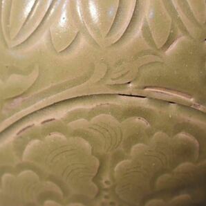 【GE】R396【コレクター所蔵品】時代 越州窯青磁刻花瓶 /中国古玩 朝鮮美術 花器 骨董品 時代品 美術品 古美術品 の画像9