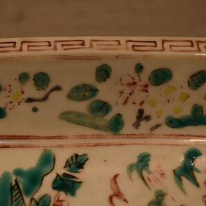 【GE】M411【コレクター所蔵品】時代 赤絵四方皿 /中国古玩 中国美術 骨董品 時代品 美術品 古美術品の画像5